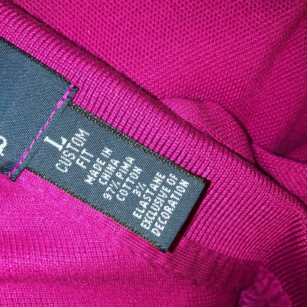 Polo Ralph Lauren Mens Large Fuschia Pink Pima Stretch Mesh Custom Fit Shirt - Picture 5 of 7
